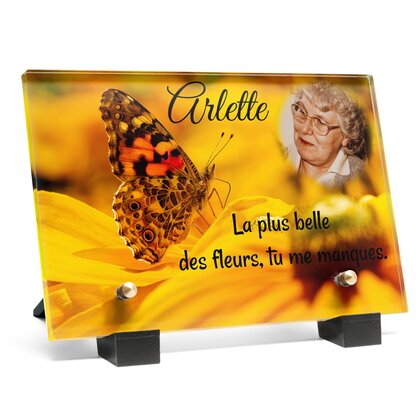 Plaque funéraire papillon-jaune 9 Plaquedeces.fr
