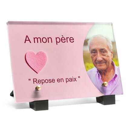 Plaque funéraire coeur-rose 20 Plaquedeces.fr
