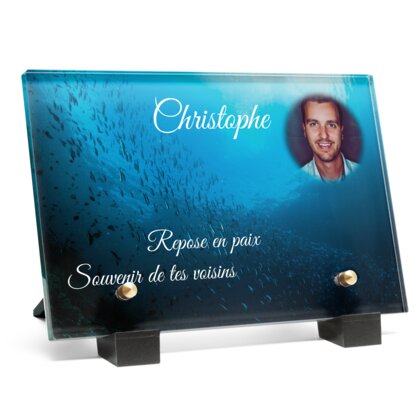 Plaque funéraire banc-de-poissons 30 Plaquedeces.fr
