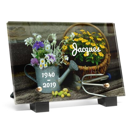 Plaque funéraire outils-du-jardinier 26 Plaquedeces.fr
