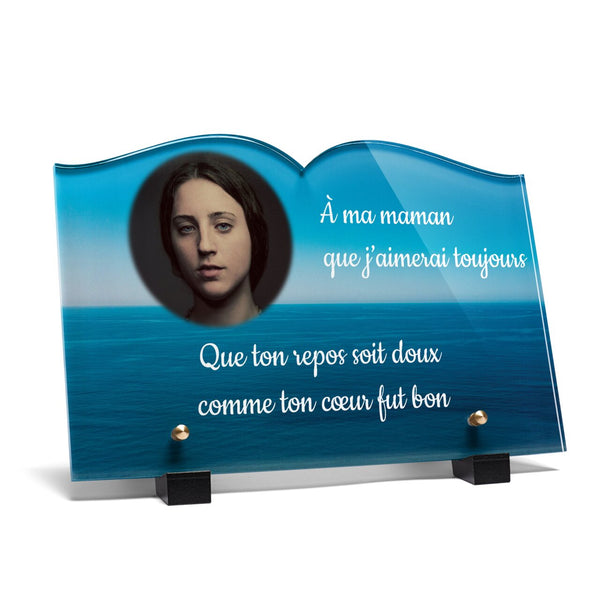 Plaque funéraire horizon-ocean-forme-livre 15 Plaquedeces.fr
