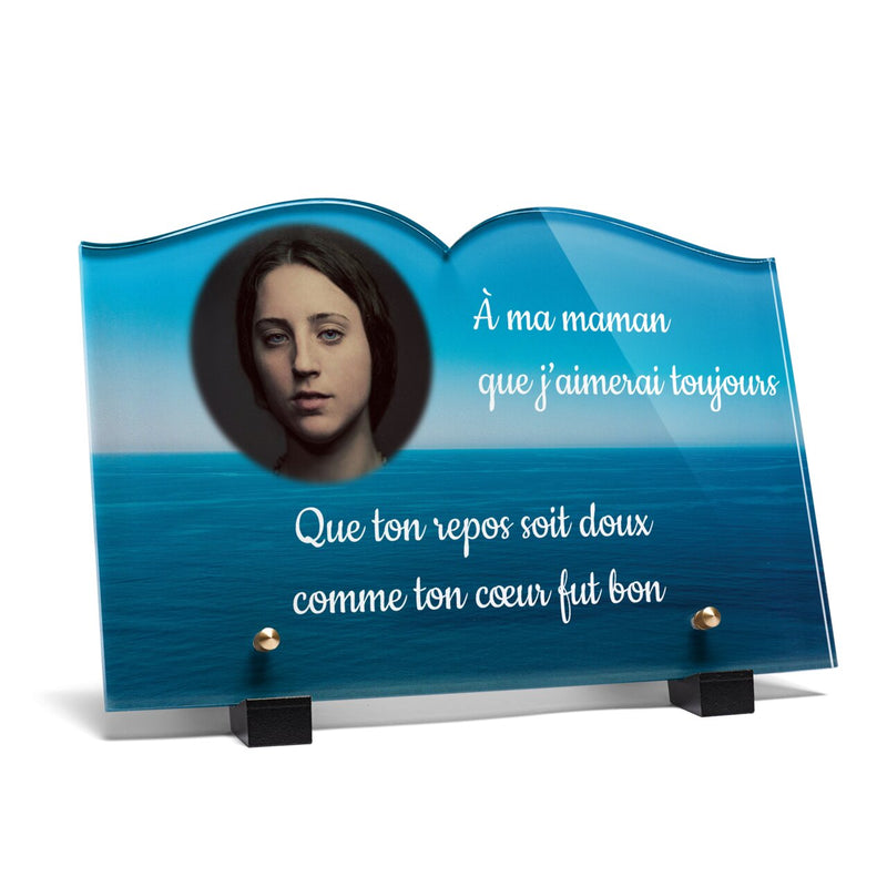Plaque funéraire horizon-ocean-forme-livre 15 Plaquedeces.fr
