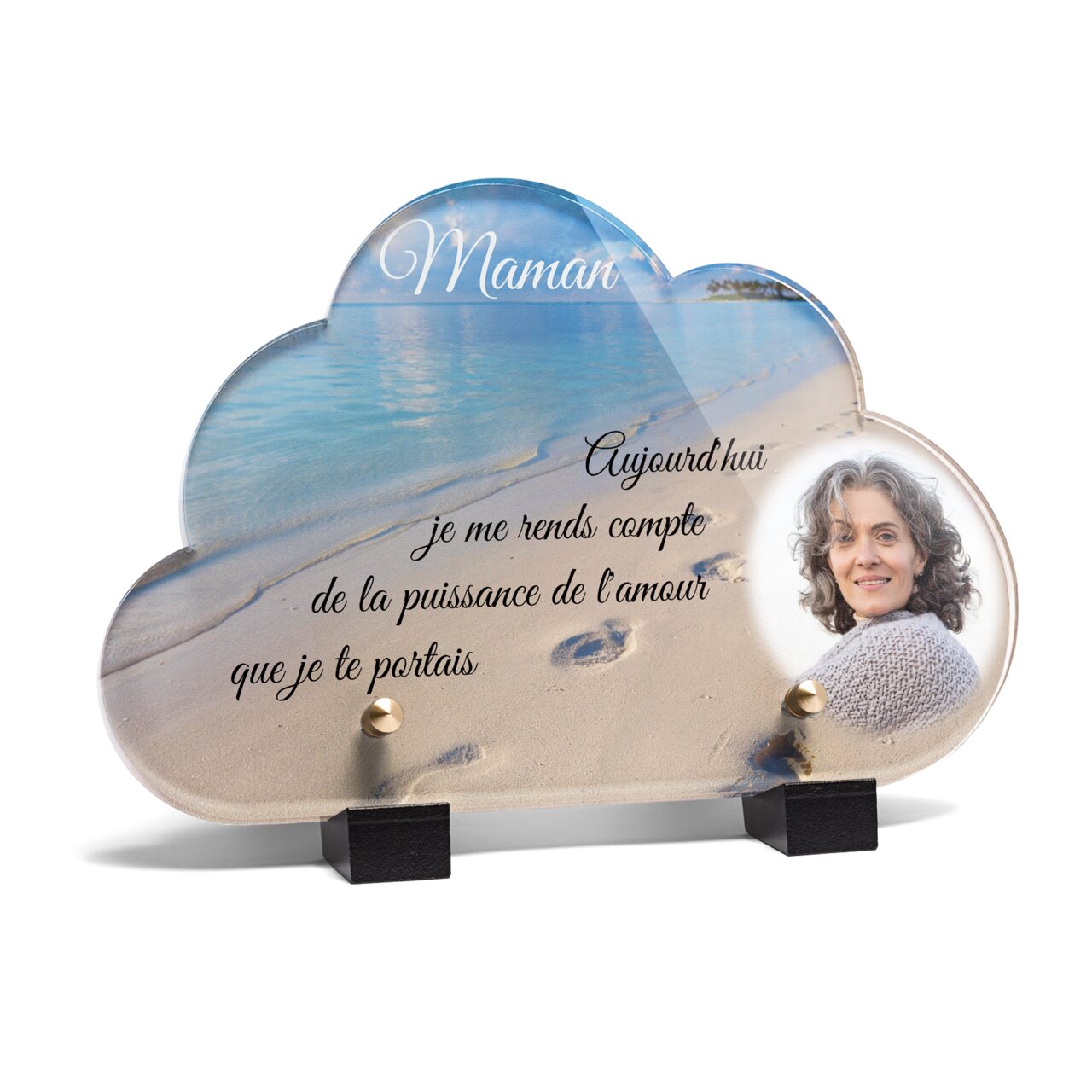 Plaque funéraire empreinte-sable-forme-nuage 14 Plaquedeces.fr
