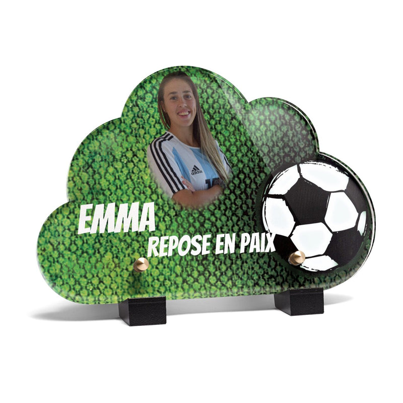 Plaque funéraire ballon-de-football-forme-nuage 11 Plaquedeces.fr
