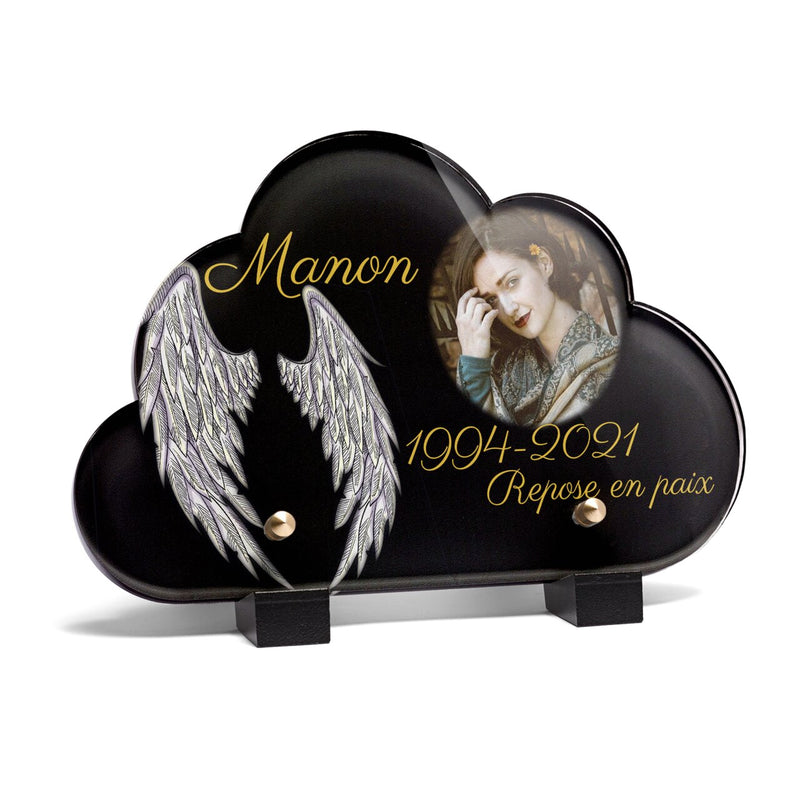 Plaque funéraire ailes-dange-forme-nuage 10 Plaquedeces.fr

