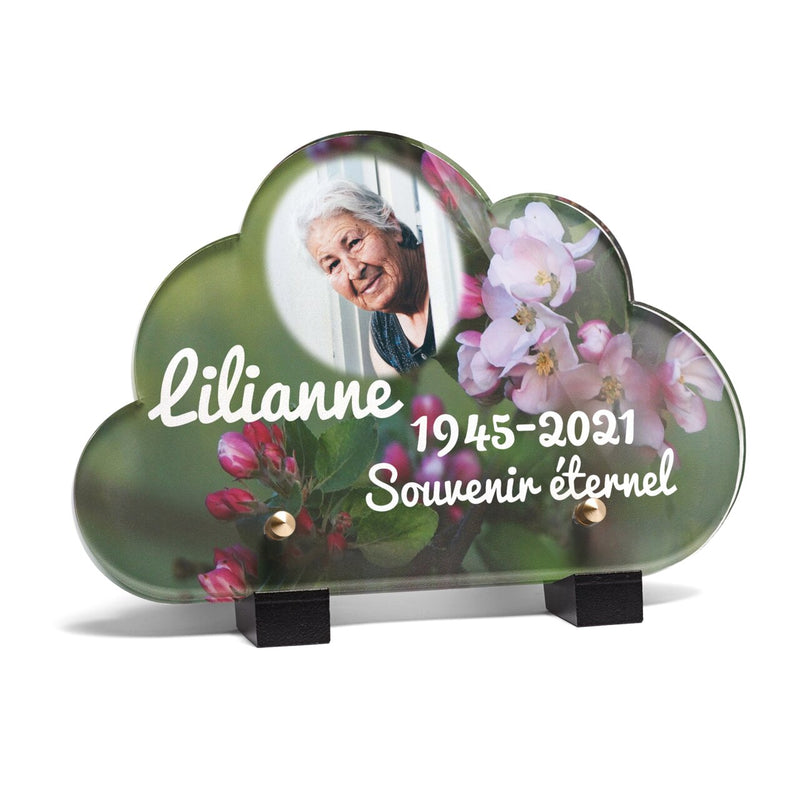 Plaque funéraire arbre-fleuri-forme-nuage 8 Plaquedeces.fr
