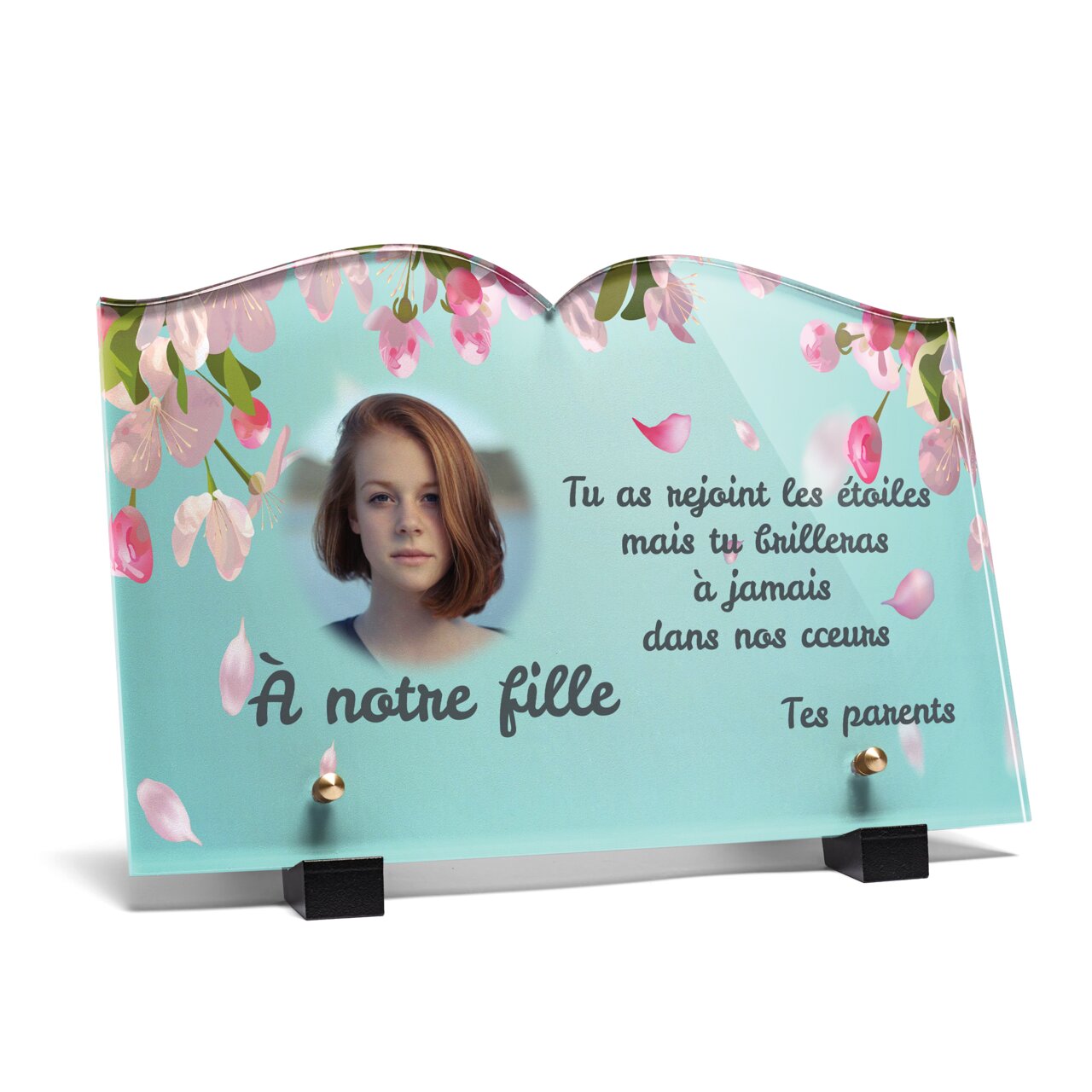 Plaque funéraire arbre-fleuri-forme-livre 1 Plaquedeces.fr
