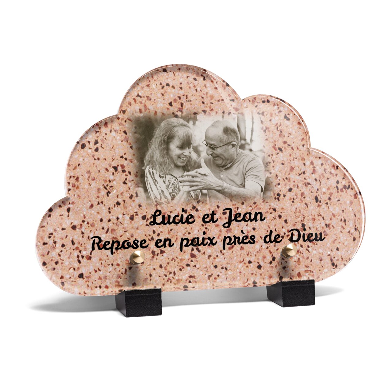 Plaque funéraire livre-granit-rose-forme-nuage 22 Plaquedeces.fr
