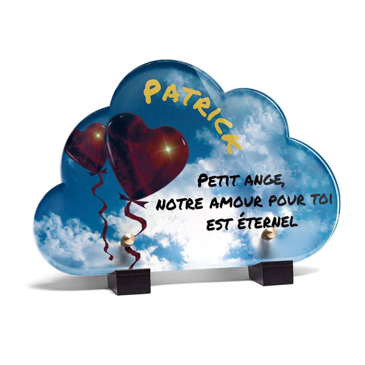 Plaque funéraire ballons-coeurs-forme-nuage 7 Plaquedeces.fr
