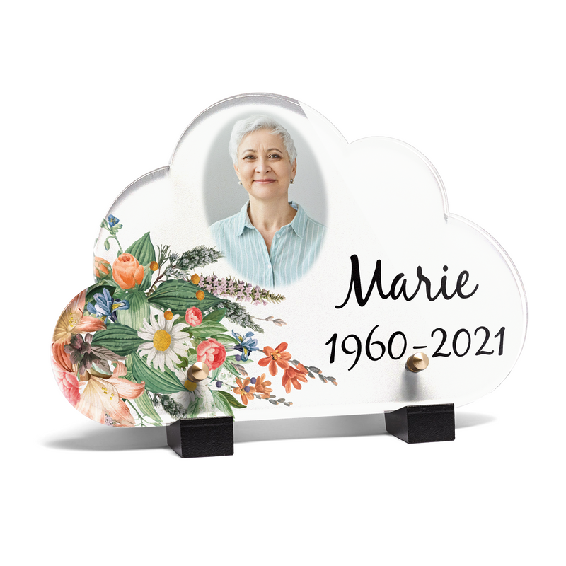 Plaque funéraire bouquet-garni-forme-nuage 13 Plaquedeces.fr
