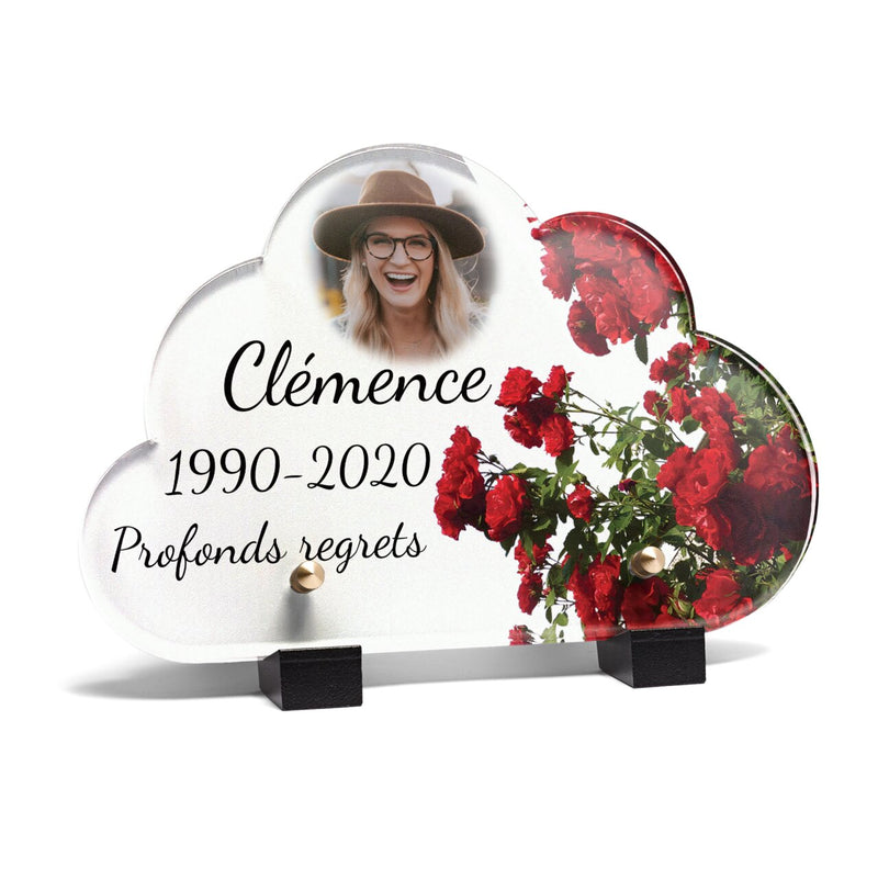 Plaque funéraire mur-de-roses-forme-nuage 4 Plaquedeces.fr
