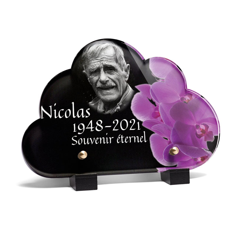 Plaque funéraire magnifiques-orchidees-forme-nuage 22 Plaquedeces.fr
