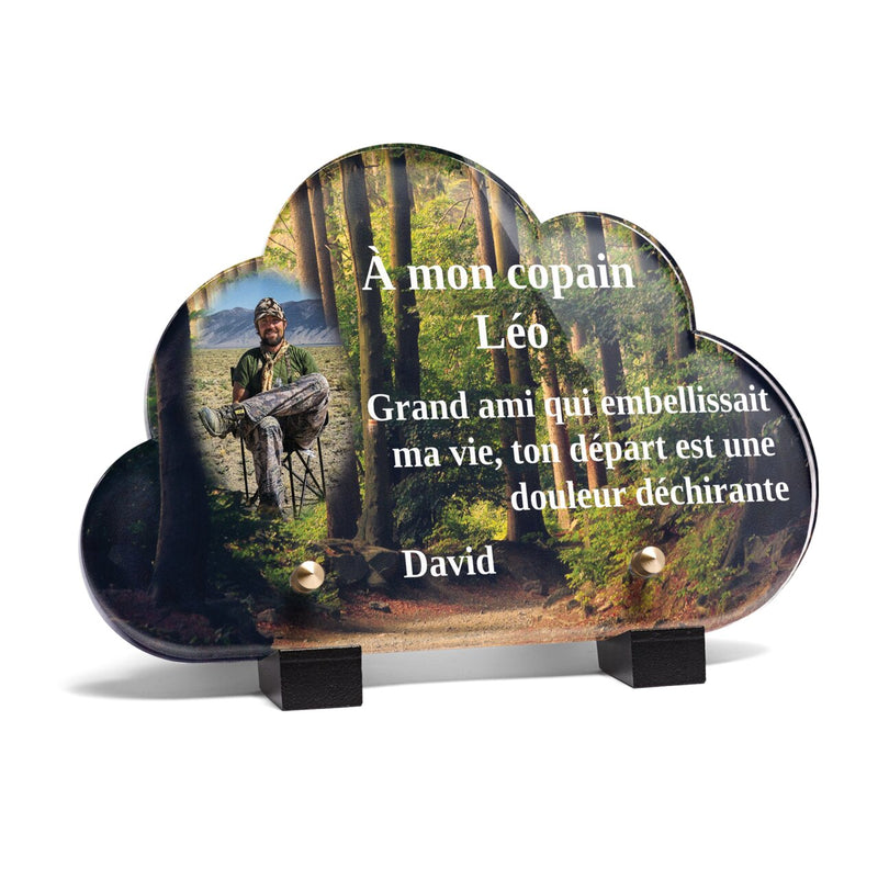 Plaque funéraire foret-forme-nuage 25 Plaquedeces.fr
