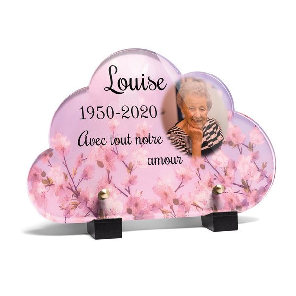 Plaque funéraire fleurs-de-cerisier-forme-nuage 12 Plaquedeces.fr
