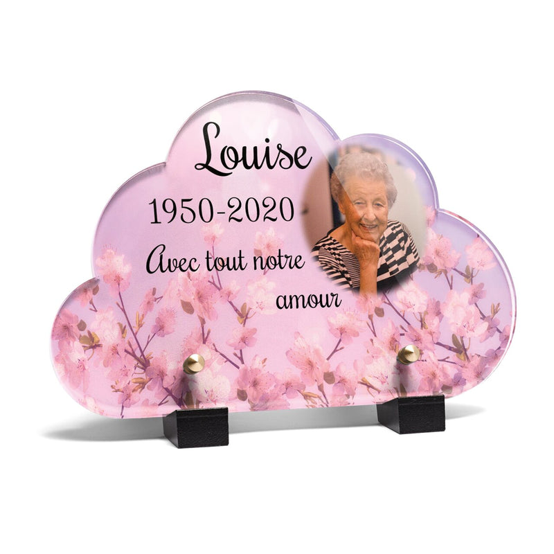 Plaque funéraire fleurs-de-cerisier-forme-nuage 12 Plaquedeces.fr
