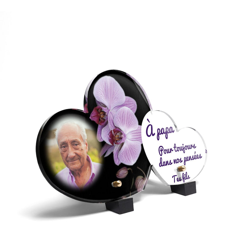 Plaque funéraire magnifiques-orchidees-forme-double-coeur 28 Plaquedeces.fr