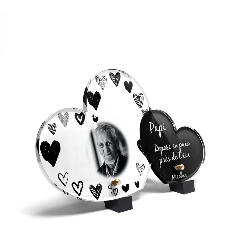 Plaque funéraire cadre-coeurs-forme-double-coeur 30 Plaquedeces.fr