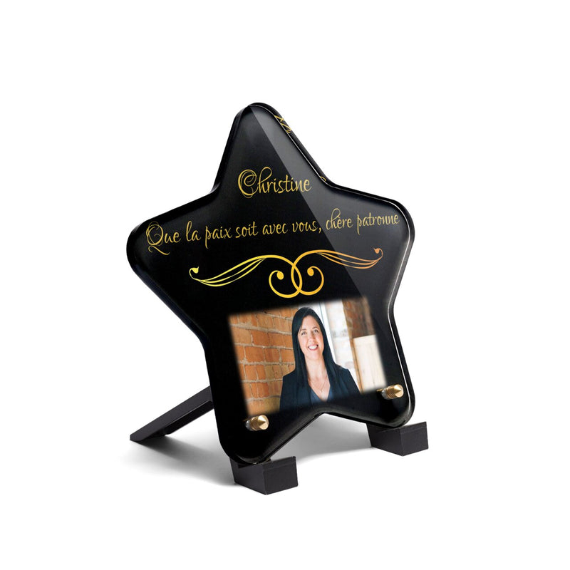 Plaque funéraire demi-cadre-forme-etoile 13 Plaquedeces.fr