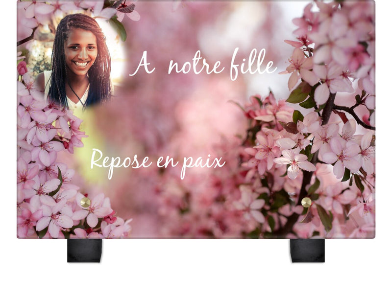 Plaque funéraire fleurs-de-cerisier 1 Plaquedeces.fr
