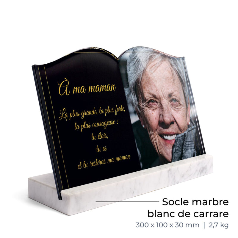 Plaque funéraire demi-cadre-forme-livre 13 Plaquedeces.fr