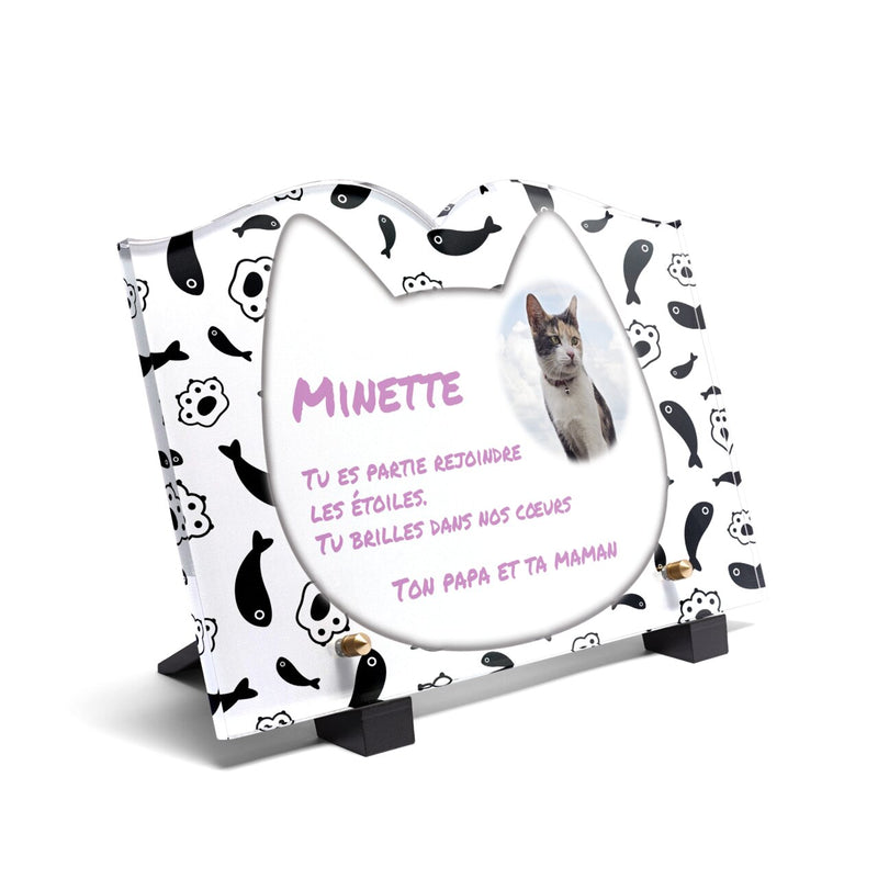 Plaque funéraire cadre-tete-de-chat-forme-livre 11 Plaquedeces.fr