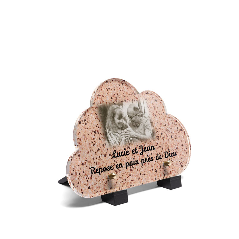 Plaque funéraire livre-granit-rose-forme-nuage 4 Plaquedeces.fr