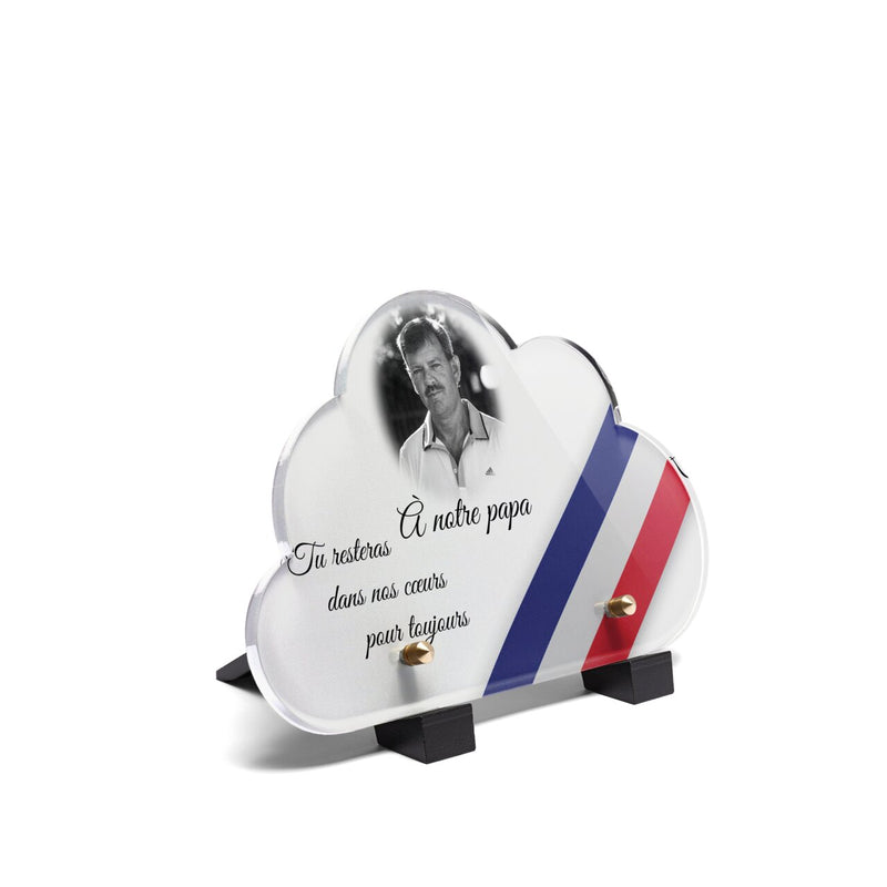 Plaque funéraire bandeau-bleu-blanc-rouge-forme-nuage 5 Plaquedeces.fr
