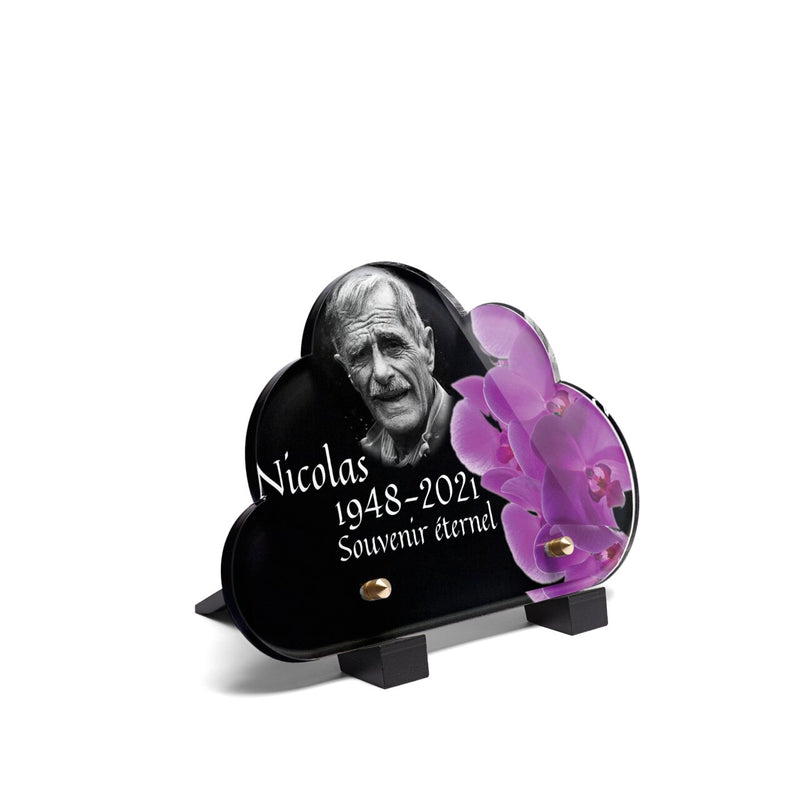 Plaque funéraire magnifiques-orchidees-forme-nuage 5 Plaquedeces.fr