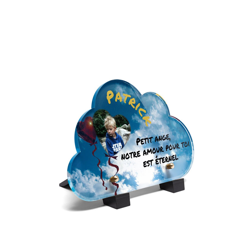 Plaque funéraire ballons-coeurs-forme-nuage 16 Plaquedeces.fr
