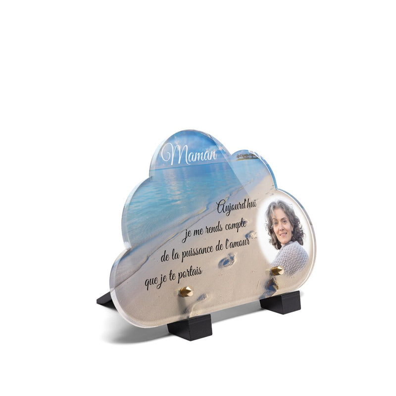 Plaque funéraire empreinte-sable-forme-nuage 16 Plaquedeces.fr