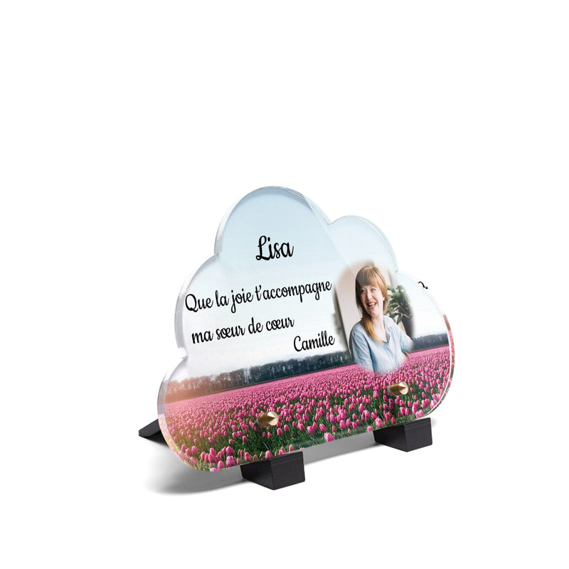 Plaque funéraire champ-de-tulipes-forme-nuage 26 Plaquedeces.fr