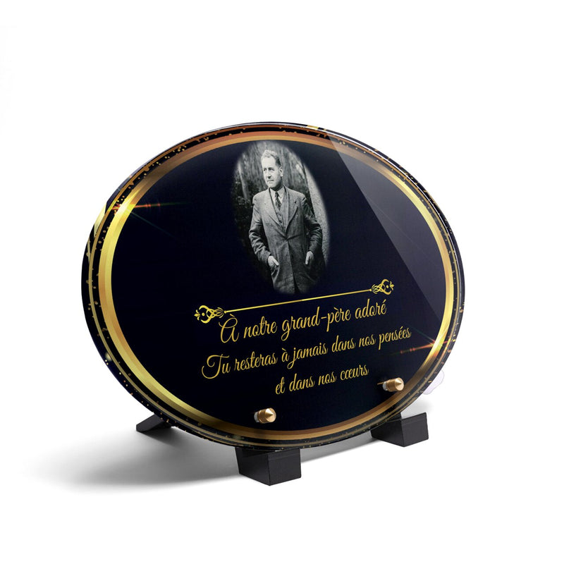 Plaque funéraire demi-cadre-forme-ovale 19 Plaquedeces.fr