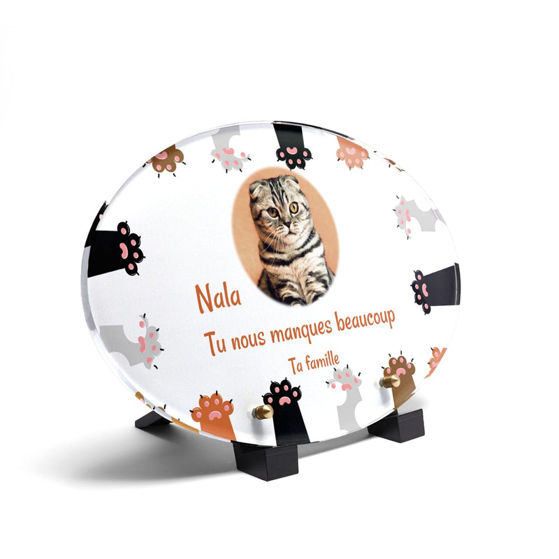 Plaque funéraire cadre-pattes-de-chat-forme-ovale 3 Plaquedeces.fr