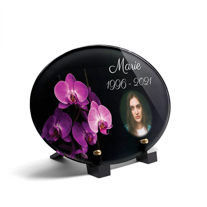 Plaque funéraire magnifiques-orchidees-forme-ovale 24 Plaquedeces.fr