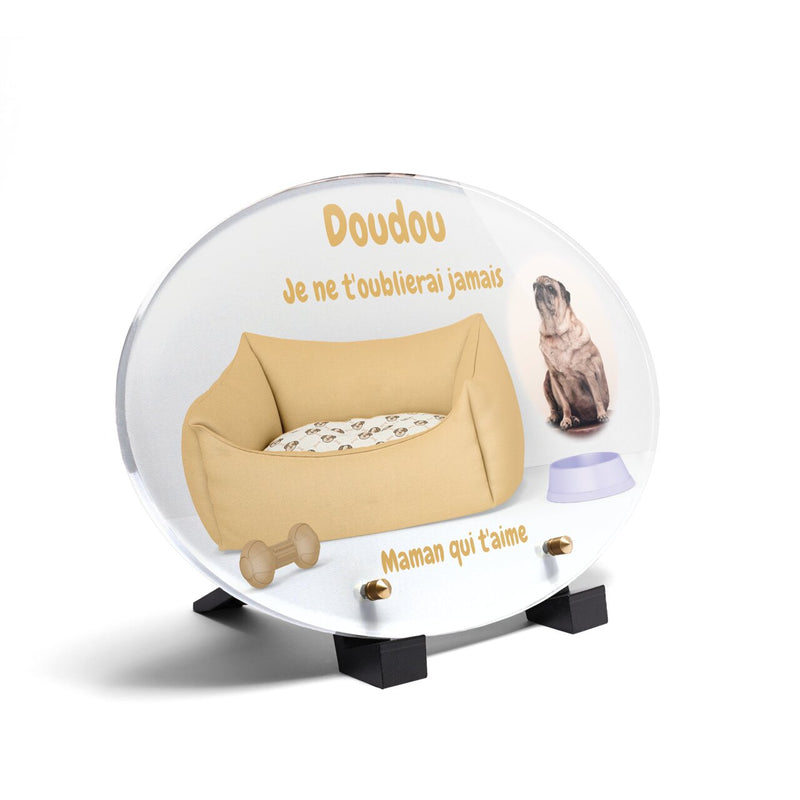 Plaque funéraire lit-pour-chiens-forme-ovale 23 Plaquedeces.fr