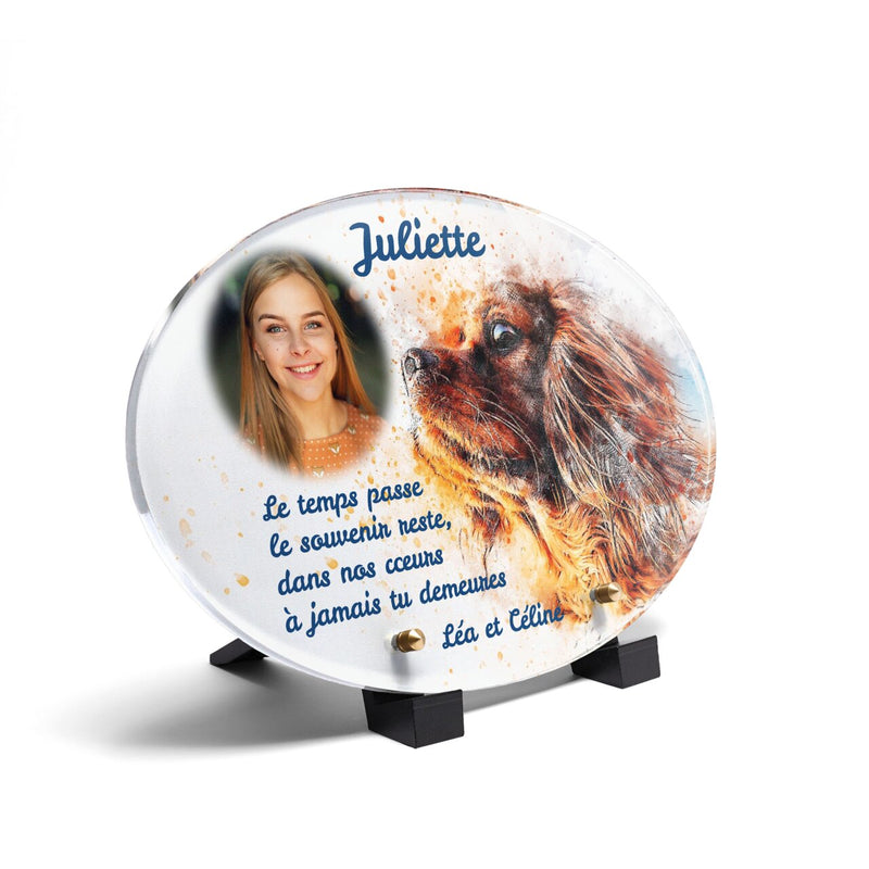Plaque funéraire peinture-de-chien-forme-ovale 8 Plaquedeces.fr