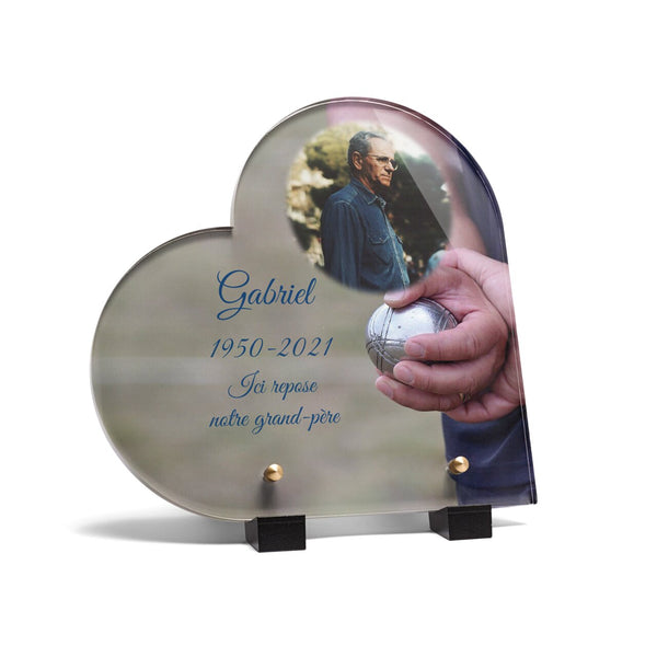 Plaque funéraire boule-de-petanque-forme-coeur 20 Plaquedeces.fr
