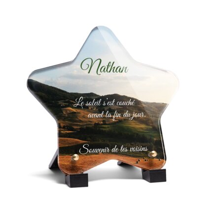 Plaque funéraire champs-vus-du-ciel-forme-etoile 14 Plaquedeces.fr
