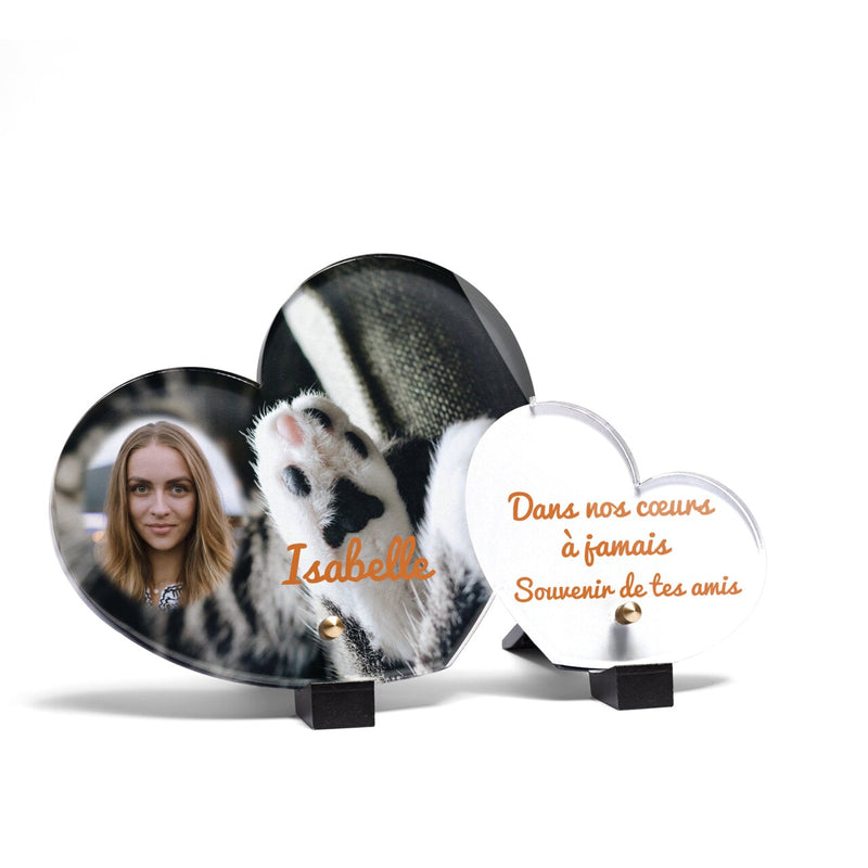 Plaque funéraire patte-de-chat-forme-double-coeur 6 Plaquedeces.fr
