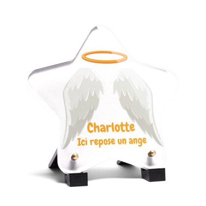 Plaque funéraire ailes-dange-forme-etoile 7 Plaquedeces.fr

