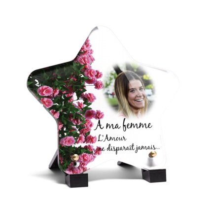 Plaque funéraire mur-de-roses-forme-etoile 15 Plaquedeces.fr
