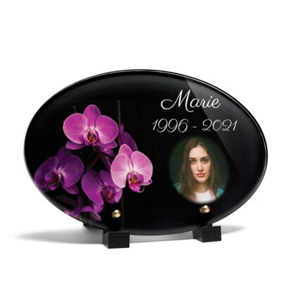 Plaque funéraire magnifiques-orchidees-forme-ovale 24 Plaquedeces.fr
