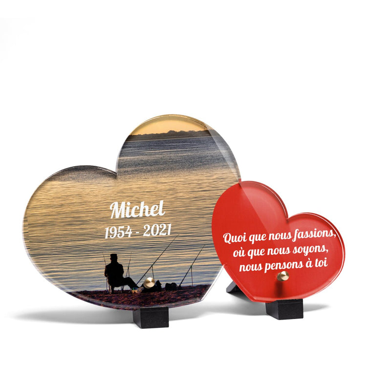 Plaque funéraire pecheur-au-bord-de-mer-forme-double-coeur 29 Plaquedeces.fr
