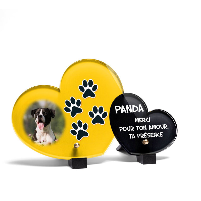 Plaque funéraire empreintes-de-chiens-forme-double-coeur 2 Plaquedeces.fr
