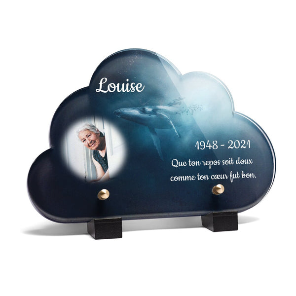Plaque funéraire baleine-forme-nuage 20 Plaquedeces.fr
