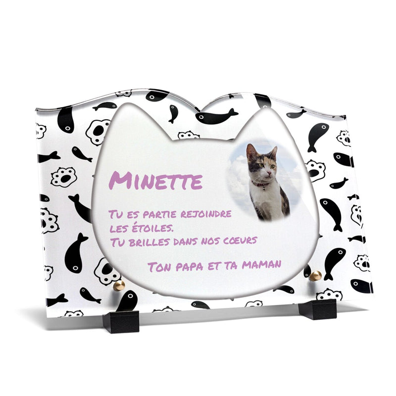 Plaque funéraire cadre-tete-de-chat-forme-livre 11 Plaquedeces.fr
