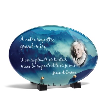 Plaque funéraire montagne-forme-ovale 9 Plaquedeces.fr

