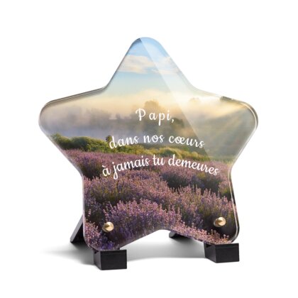 Plaque funéraire lavande-au-soleil-forme-etoile 4 Plaquedeces.fr
