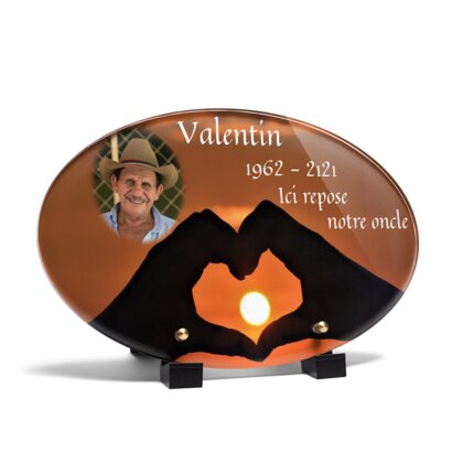 Plaque funéraire coucher-de-soleil-forme-ovale 29 Plaquedeces.fr
