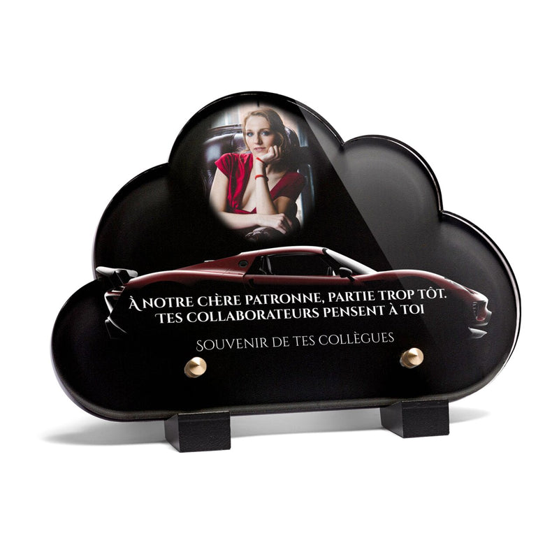 Plaque funéraire voiture-rouge-forme-nuage 4 Plaquedeces.fr
